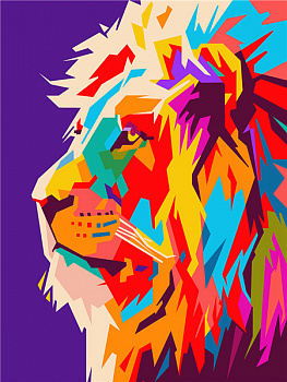 Алмазная мозаика картина стразами Разноцветный лев, 40х50 см Алмазная мозаика картина стразами Разноцветный лев, 40х50 см