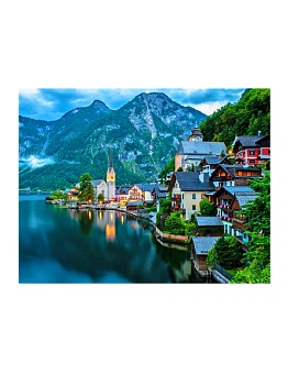 Алмазная мозаика картина стразами Город на фоне гор, 30х30 см