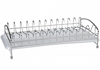 00006882 Настольная сушилка для посуды из нержавеющей стали с пластмассовым поддоном, 43х19 см
