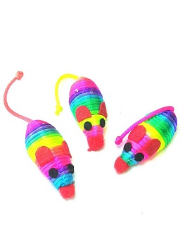 Игрушка-погремушка для кошек Радужные мышки, 3 шт