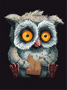 Алмазная мозаика картина стразами Сова с печеньем, 40х50 см