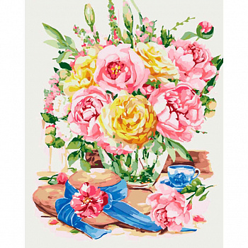 Алмазная мозаика картина стразами Натюрморт с весенними цветами, 40х50 см Алмазная мозаика картина стразами Натюрморт с весенними цветами, 40х50 см