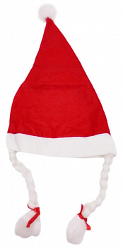 Новогодний колпак с косичками