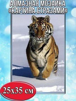 Алмазная мозаика картина стразами Амурский тигр, 30х40 см