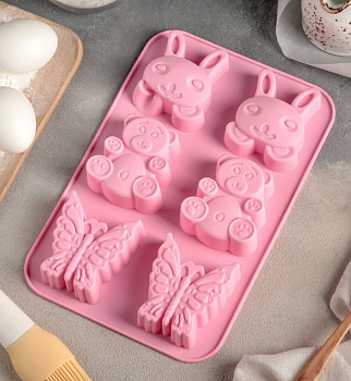 00027296 Форма для выпечки Заяц,медведь,бабочка, 26х17х3 см