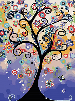 Алмазная мозаика картина стразами Дерево на синем фоне, 15х20 см