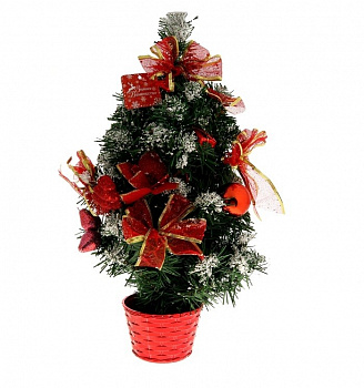 00011731 Настольная заснеженная ёлка в горшке Красная пуансетия 00011731 Настольная заснеженная ёлка в горшке Красная пуансетия