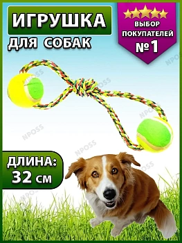 00018203 Игрушка для собак,два мяча на канате