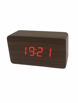 00024406 Часы электронные настольные, цвет символов красный 12,5х4,5х6,5 см