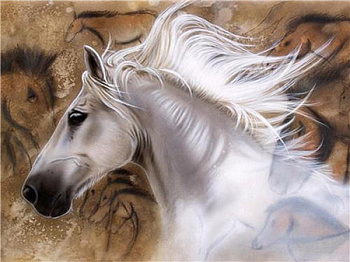 Алмазная мозаика картина стразами Белая лошадь, 40х50 см Алмазная мозаика картина стразами Белая лошадь, 40х50 см