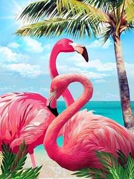Алмазная мозаика картина стразами Два розовых фламинго, 30х40 см