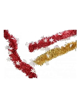 Новогодняя широкая мишура со снежинками 2 м х 9 см, 6 шт