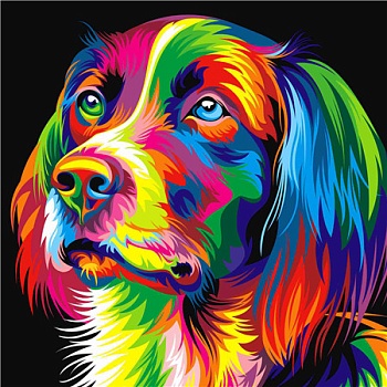 Алмазная мозаика картина стразами Разноцветный пёс, 30х30 см
