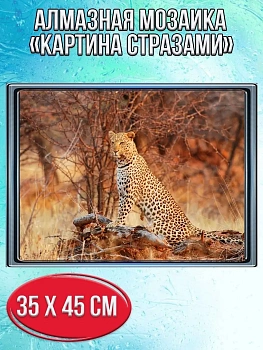 Алмазная мозаика картина стразами Леопард, 40х50 см