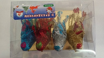 Набор новогодних украшений ПТИЦЫ, 4 шт Набор новогодних украшений ПТИЦЫ, 4 шт