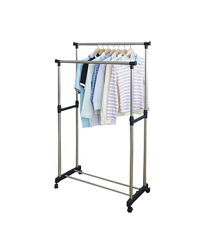 Двойная напольная передвижная стойка для одежды Double-Pole Telescopic Clothes Rack