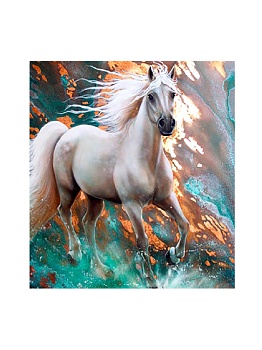 Алмазная мозаика картина стразами Белый жеребец, 30х30 см