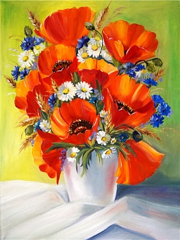 Алмазная мозаика картина стразами Букет маков, 40х50 см