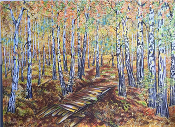 Алмазная мозаика картина стразами Берёзовая роща, 50х65 см Алмазная мозаика картина стразами Берёзовая роща, 50х65 см