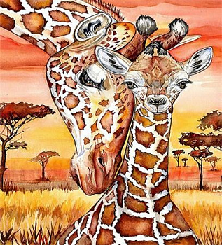 Алмазная мозаика картина стразами Жирафы, 15х20 см Алмазная мозаика картина стразами Жирафы, 15х20 см