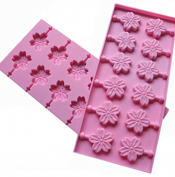 00028943 Силиконовая форма для конфет на палочке Цветок, 12 ячеек, 26?12 см