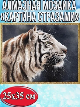 Алмазная мозаика картина стразами Тигр, 30х40 см