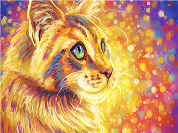 Алмазная мозаика картина стразами Рыжий котик, 40х50 см