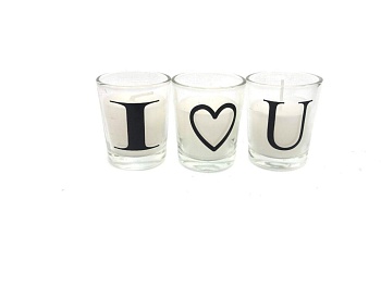 Набор свечей в стаканчиках I Love You, 3 шт