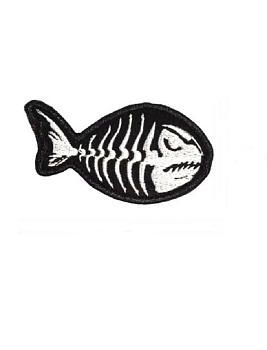 Нашивка на липучке Скелет рыбы, 7.5х4.5 см