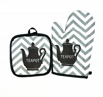 00026460 Рукавица и прихватка с рисунком кухонных приборов 00026460 Рукавица и прихватка с рисунком кухонных приборов