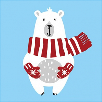 Алмазная мозаика картина стразами Белый мишка в шарфе и варежках, 15х20 см Алмазная мозаика картина стразами Белый мишка в шарфе и варежках, 15х20 см