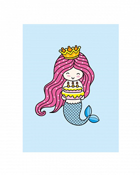 Алмазная мозаика картина стразами Русалочка с тортом, 15х20 см Алмазная мозаика картина стразами Русалочка с тортом, 15х20 см