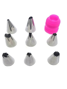 Силиконовый кондитерский мешок с 6-ю насадками и фиксатором