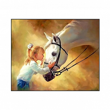 Алмазная мозаика картина стразами Девочка с лошадью, 40х50 см