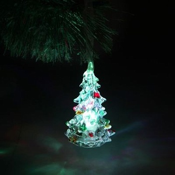 Светящаяся светодиодная ёлочка с шишками Marry Christmas 8 см.