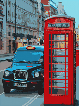 Алмазная мозаика картина стразами Телефонная будка, 40х50 см