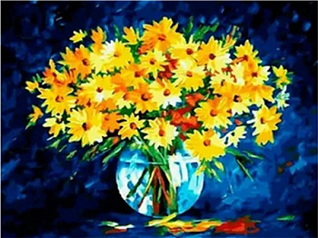 Алмазная мозаика картина стразами Букет жёлтых цветов в вазе, 40х50 см Алмазная мозаика картина стразами Букет жёлтых цветов в вазе, 40х50 см