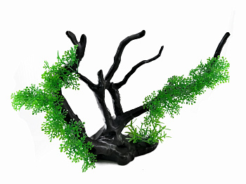 00038231 Искусственный декор для аквариума Коряга с растениями, 25х18 см
