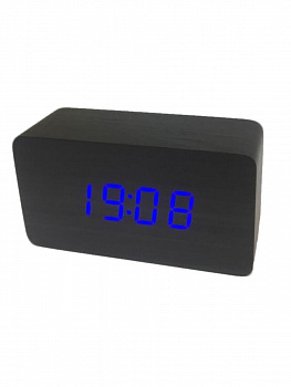 00024412 Часы электронные настольные, цвет символов голубой 12,5х4,5х6,5 см