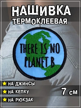 Шеврон - нашивка термоклеевая There is no planet B, 7 см