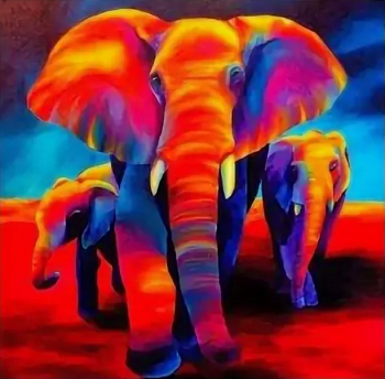 Алмазная мозаика картина стразами Разноцветные слоны, 30х40 см Алмазная мозаика картина стразами Разноцветные слоны, 30х40 см