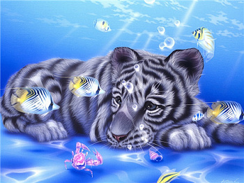 Алмазная мозаика картина стразами Тигрёнок, 40х50 см