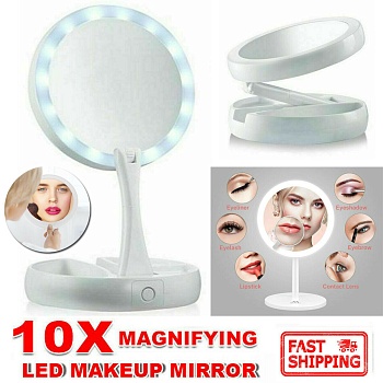 Зеркало настольное косметическое с подсветкой и 10-кратным увеличением