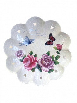 00009647 Фигурная конфетница-фруктовница из пшеничного волокна с рисунком, 32 см