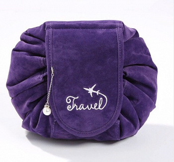 00017102 Ленивая бархатная косметичка-мешок на липучке Magic Travel  Pouch