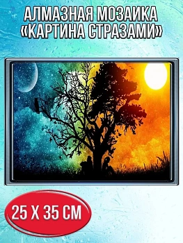 Алмазная мозаика картина стразами День и ночь, 30х40 см