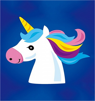 Алмазная мозаика картина стразами Единорог на синем фоне, 15х20 см