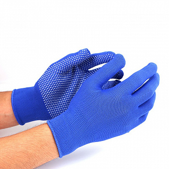 00013485 Нейлоновые перчатки с ПВХ точками, 12 пар