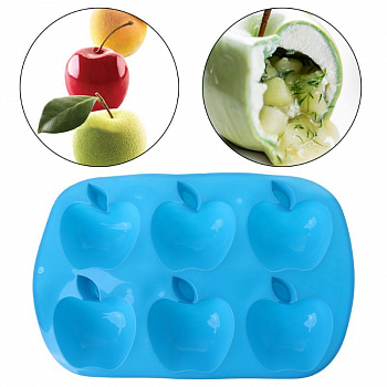 00028959 Силиконовая форма для выпечки, желе и других десертов Яблочки, 6 ячеек, 26?17 см
