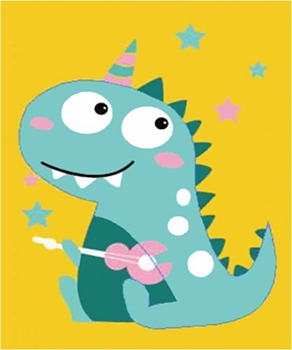 Алмазная мозаика картина стразами Динозавр с гитарой, 15х20 см Алмазная мозаика картина стразами Динозавр с гитарой, 15х20 см